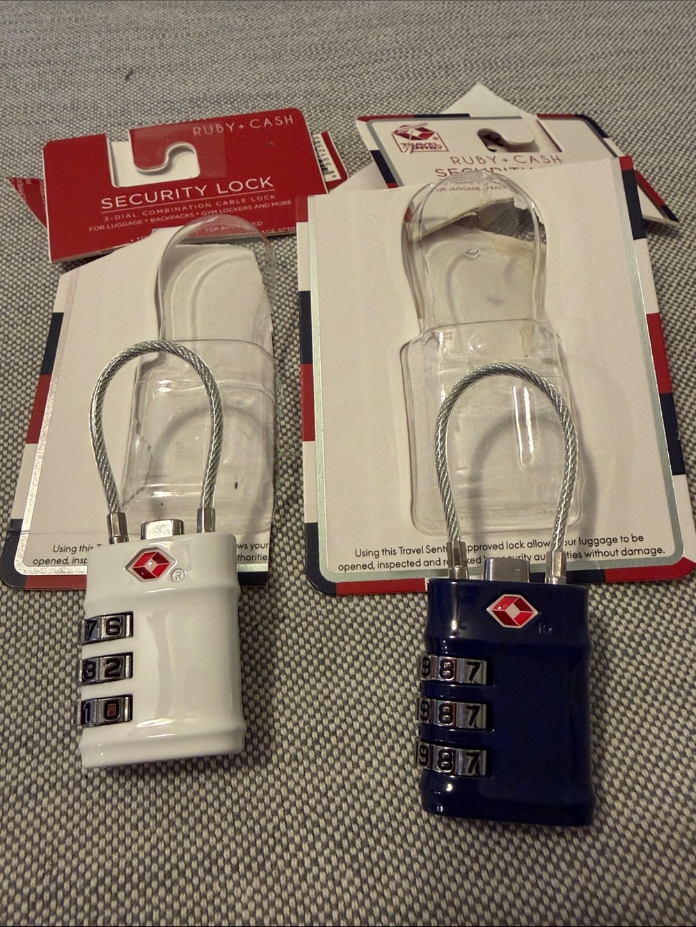 TSA Combination Cable Locks - White and Navy